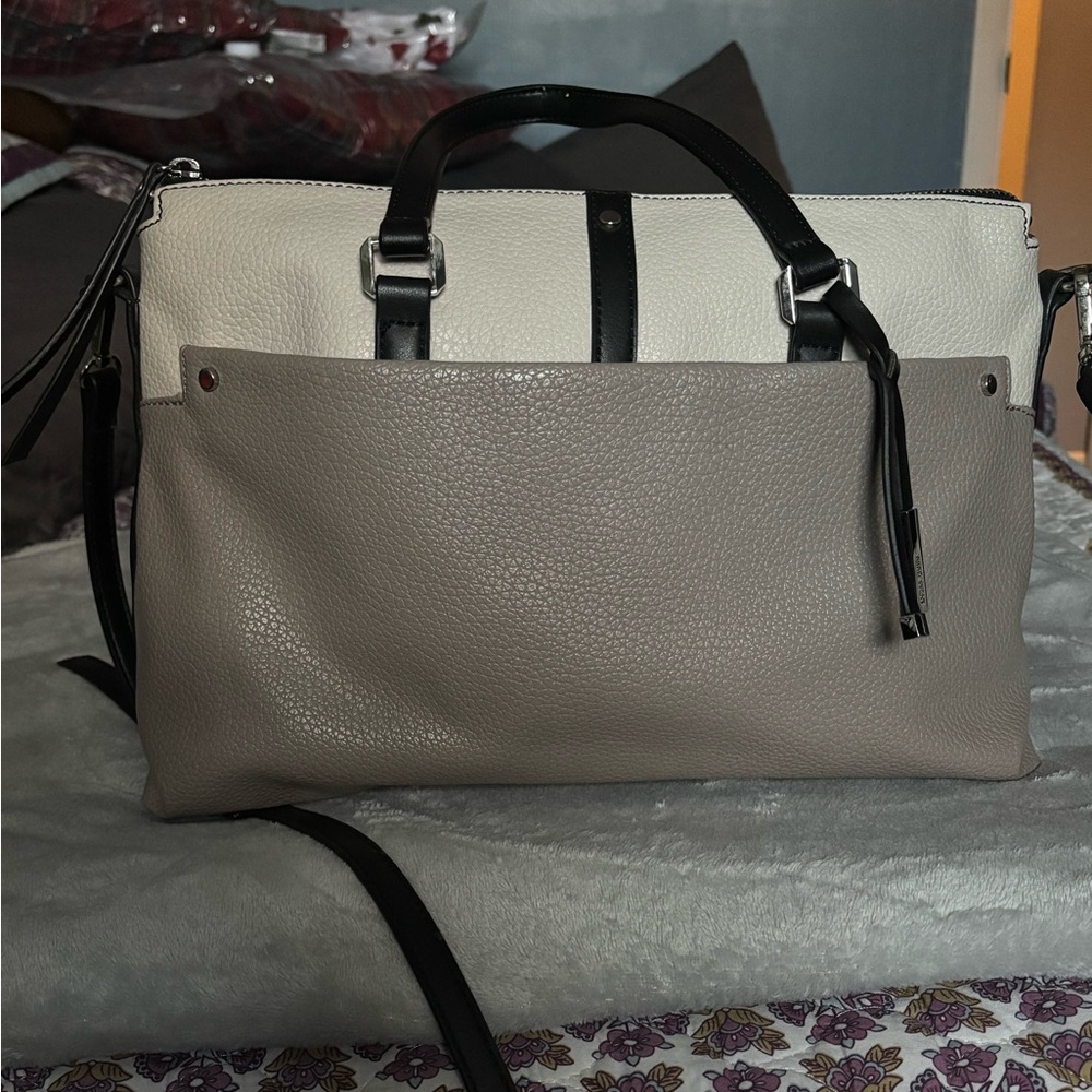 Nine West Textured Brown and Cream Handbag with Black Accents